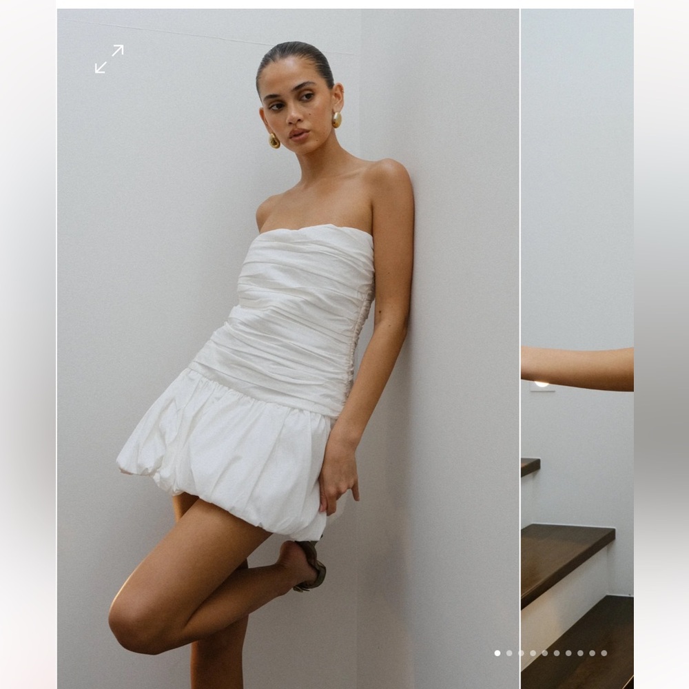 Meshki Fran Ruched Cotton Mini Dress